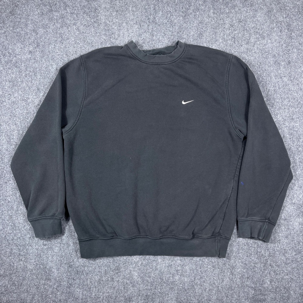 Y2K Nike Sweatshirt Mens Large Black Vintage Embroidered Swoosh Crewneck